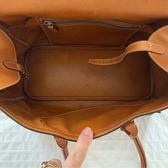 Ralph Lauren Leather Ricky Satchel Doctors Bag Brown Silver Turn Lock - Picture 13 of 14